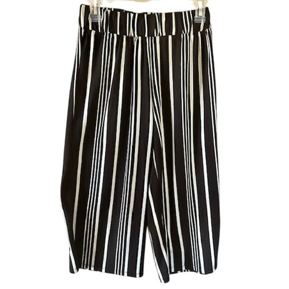 French Laundry Black & White Striped Cropped Culottes – Size Small - Picture 3 of 6